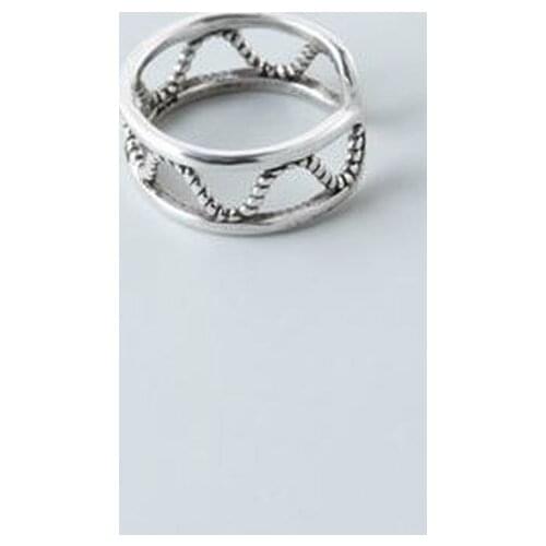 2020 New Retro Thai Silver Opening Silver Ring Double Twist Braided Twisted Wire Opening Thai Silver Ring 925 Sterling Silver