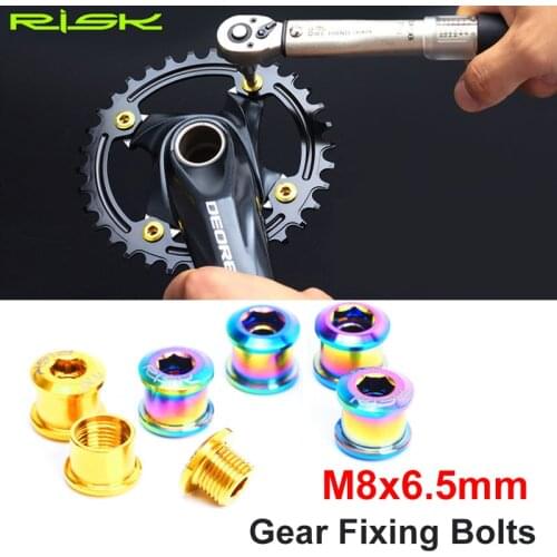 RISK Cycling 6.5mm Gear Fixing Bolts for MTB BMX Road Bike Mountain Bicycle Single Chainring XT Chainwheel Fixed Screws Nuts