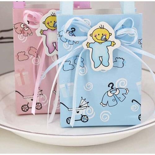 50pcs Cute Baby Boy Girl Gift Box Portable Babys Bottle Candy Box for Gender Reveal Baby Shower Birthday Party Favour Gift Bag
