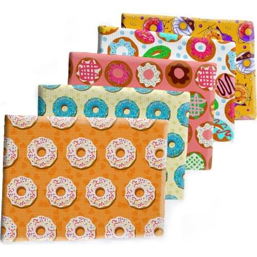 Lovely Doughnut Design Printed Bullet Textured Liverpool Patchwork Tissue Kids home textile 50*145cm