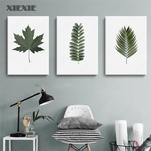 Nordic Simple Living Room Decoration Canvasb Painting Green Leaf Hotel Store Cafe Decoration Wall Art Canvas Posters and Prints
