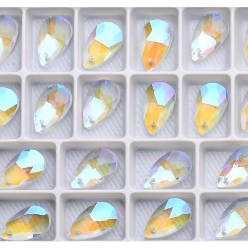 Clear AB Faceted Glass Teardrop Beads DIY Crystal Drop Beads Cheap Beading Crafts Material Jewelry Making Suppilier Wholesale