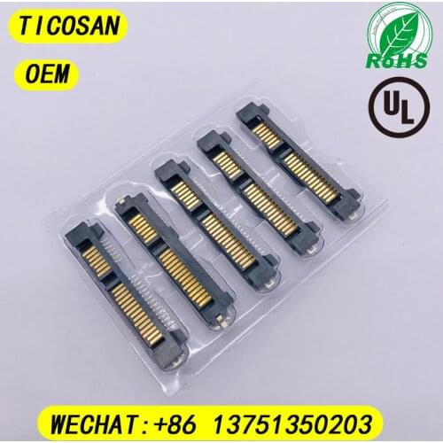 TICOSAN 10PCS SATA connector male 7P+15P 22Pin 7+15 Connector socket H2.85mm for SATA hard disk interface 22pin PCB board