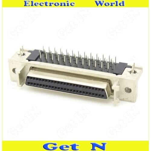 10pcs SCSI Connector SCSI DB50P Female Head 90 Degree For AMP SCSI DB50 Female Elbow Adapter Welding PCB Circuit Board