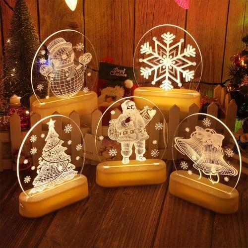 Christmas Ornaments Night Light Christmas Decoration 3D Acrylic LED Lamp Christmas Gift Nightlight For Home Decorative Lights