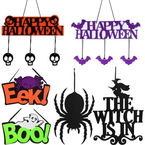 Happy Halloween Hanging Sign The Witch Is In Bat Pumpkin Hangtag For Home Door Hanging Ornament Bar Halloween Decor Pendant Prop