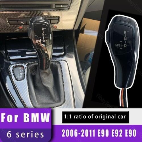 Silver Facelifted Modified Accessories Black Led Gear Shift Knob LHD for BMW 3 Series 2006-2011 E90 E92 E93 Carbon Fiber Pattern