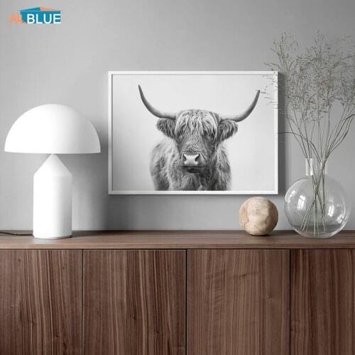 Nordic Style Black White Cow Wall Art Canvas Posters and Prints Animal Painting Modern Wall Pictures For Living Room Home Decor