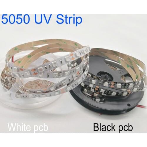 UV Led Strip light 5050 SMD 60leds/m 395-405nm Ultraviolet Ray LED Diode Ribbon Purple Flexible Tape lamp for DJ Fluorescence