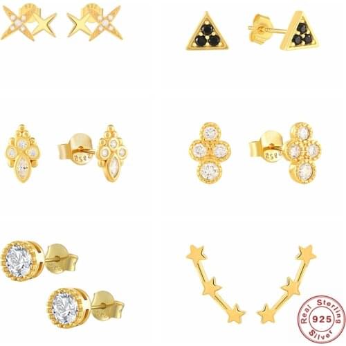 Fine Jewelry 925 Sterling Silver Piercing Earrring For Woman Bling Zircon Mini Cartilage Stud Earrings Pendientes orecchini Gift