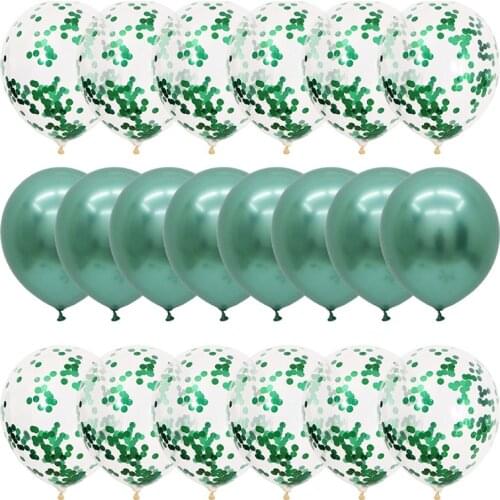 Green Balloons Confetti balloons Set Chrome ballon Birthday deco Party Wedding Decoration Wedding Anniversary globals Metallic