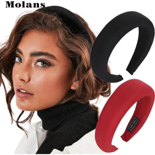 MOLANS Solid Sponge Padded Headband Women Wide Hair Band Fashion Hair Hoop Headwear Hair Accessories 2019 New Arrival
