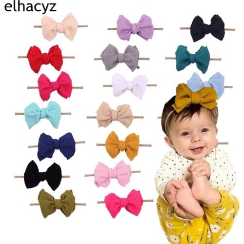 10pcs/lot New Arrival 7'' Hair Bows Hairband Texture Nylon Headbands For Girls Soft Solid Elastic Kids DIY Hair Accessories