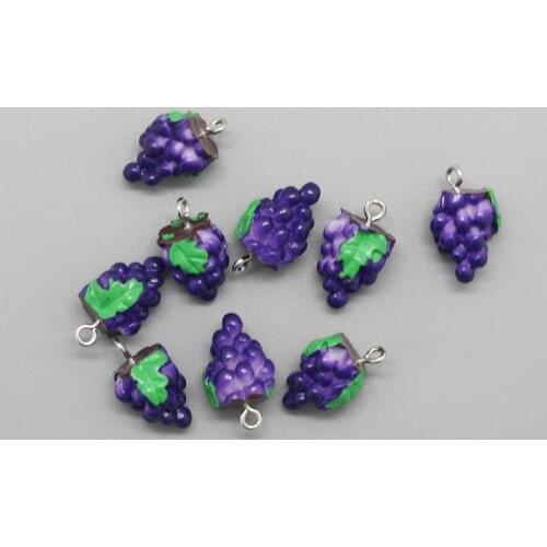 10pcs Cute Mini Grape Earring Resin Charms Funny Keychains Bracelet Necklace Fruit Pendant Accessory Diy For Jewelry Make