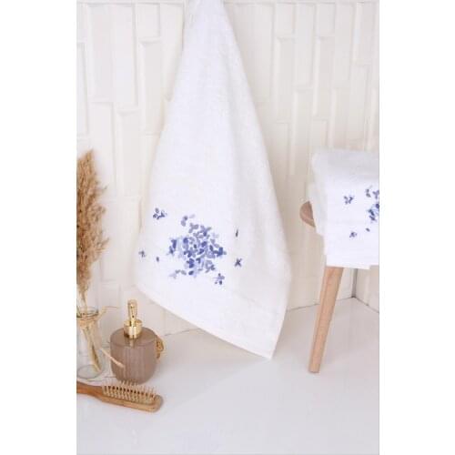 100% Cotton High Quality Flower Embroidered 50x100cm Hand Face Towel