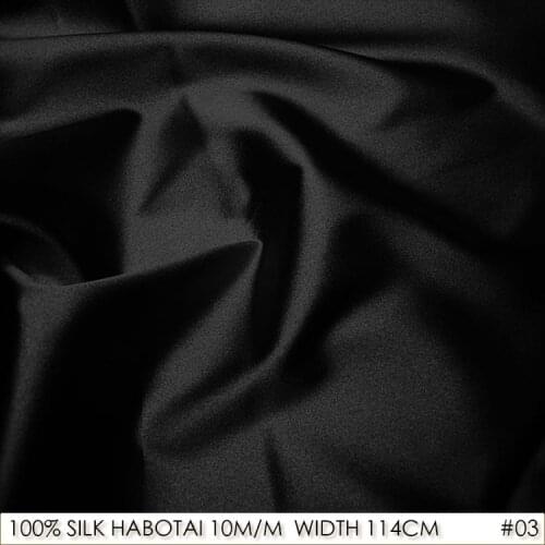100% SILK HABOTAI 114cm width 10momme Pure Silk Fabrics Tissu Batik Painting DIY Patchwork Sewing Fabric By Meter Black NO 03