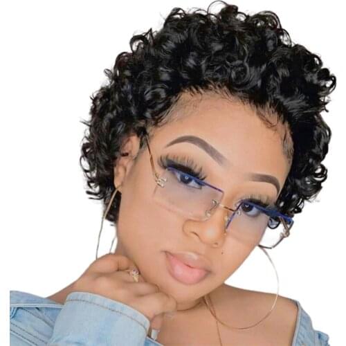 13x1 Jerry Curly Lace Front Synthetic Wig For Women Brazilian Curly Bob Wig with Baby Hair Pre Plucked Lace Frontal Wig