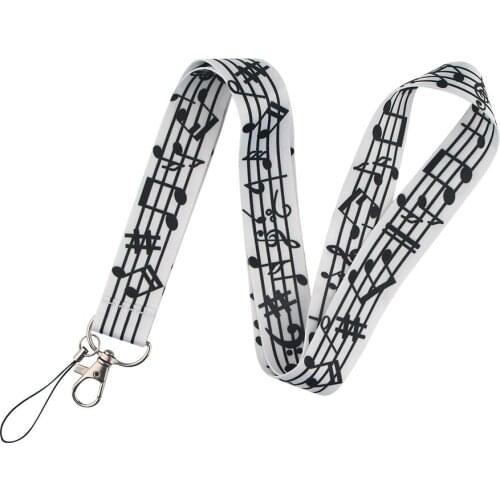 20pcs Musical symbol Neck Strap Lanyards ID badge card holder keychain Mobile Phone Strap Gift Ribbon webbing necklace
