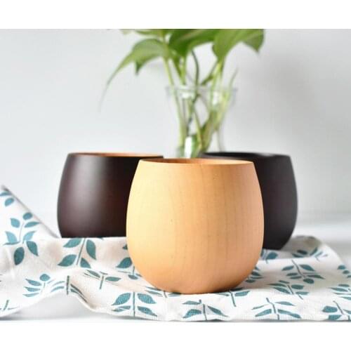 200-300ml Wooden Big Belly Beer Tea Coffee Milk Water Cup Kitchen Bar Drinkware Durable Wine Glass