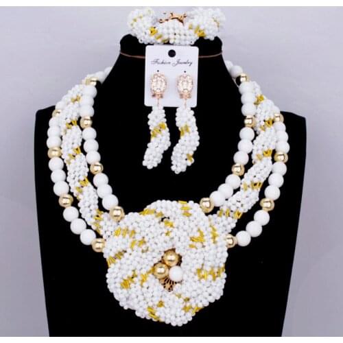 4UJewelry Nigerian Jewelry Set For Women 3 Layers Crystal Earrings and Necklace Set Wedding Bridal Jewelry Vintage Luxury 2019