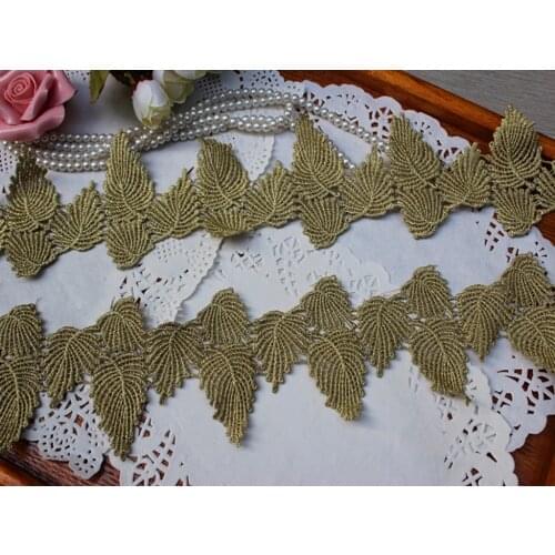 7.5cm or 2.95inch wide-7Yards/lot diy metallic gold lace trim, gold crochet lace with beautiful leaves