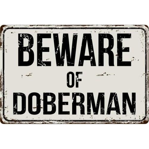 82VS Beware of Doberman 8 x 12 Vintage Aluminum Retro Metal Sign