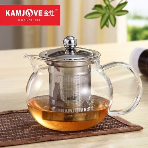 A-16 Kamjove Heat Resistant Glass Art Tea Cup Glass Teapot Stainless Steel Filter Coffee Tea Black Tea Kettle Tea Infuser 500ml