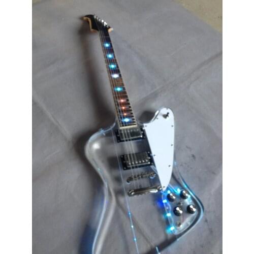 Free delivery / acrylic led seven color flashing light Guitar / customizable China Electric Guitar