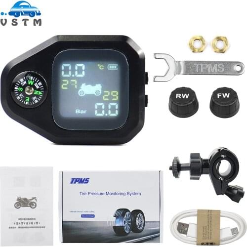 Best quality Motorcycle TPMS Wireless Tire Pressure Monitoring Alarm System with 2pcs External Sensors (0-6.6 BAR/0-87 PSI)