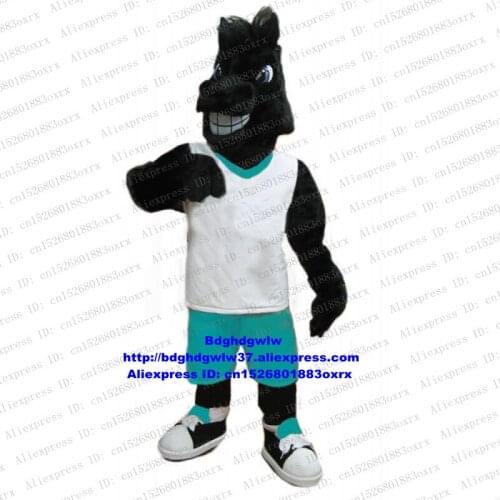 Black Long Fur Steed Courser Horse Pony Bronc Bronco Broncho Mascot Costume Character Public Welfare Grand Bodog Casino zx375
