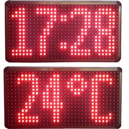 Digital Led Clock and Thermometer, Case Size: 21cm x 37cm, Digit Height: 15cm