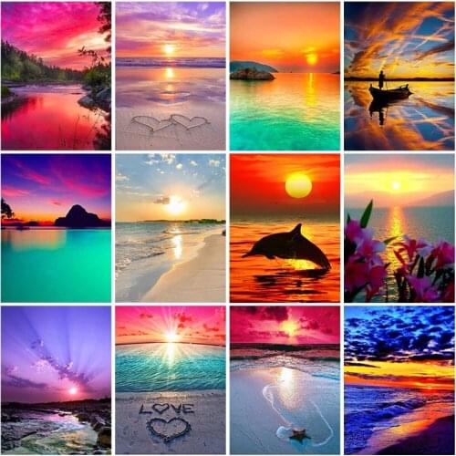 DIY 5D Diamond Painting Beach Landscape Diamond Art Embroidery Cross Stitch Full Round/Square Drill Resin Craft Home Decor Gift