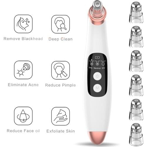 Electric blackhead Remover 6 heads face pore vacuum acne pore cleaner acne removal vacuum suction skin care