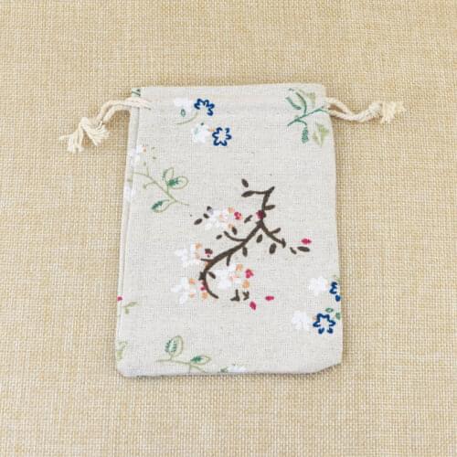 Hotsale 50pcs/lot 10x14cm Flowers Design Cotton Bag Drawstring Gift Bags Cute Charms Bracelets Jewelry Packaging Bag Pouches