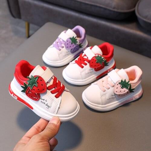 2021 Baby Girl Shoes 2 Years Toddler Shoes Baby Sneakers Spring and Autumn New Strawberry Pattern Sneakers Toddler Girl Shoes