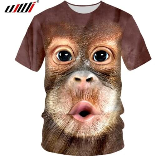 UJWI 2019 Mens T Shirt 3D Printed Animal Monkey tshirt Short Sleeve Funny Design Casual Tops Tees Male Summer T-shirt 5XL