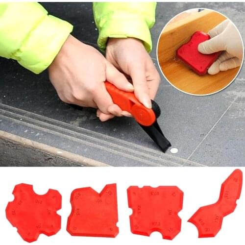 4pcs/set red Caulking Tool Kit Joint Sealant Silicone Grouts Remover Scraper Floor Cleaner Tile Cleaner Handmade Tools