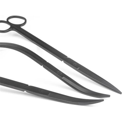 3PCS Fish Tank Scissor Set Aquarium Scissors Waterweed Grass Knife Stainless Steel Aquatic Plants Shears Black Maintenance Tools