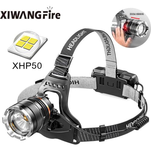 Strong Light ZOOM Sensor Headlight P50 Super Bright Outdoor Head-mounted Flashlight Light Night Light Fishing Light Headlamp