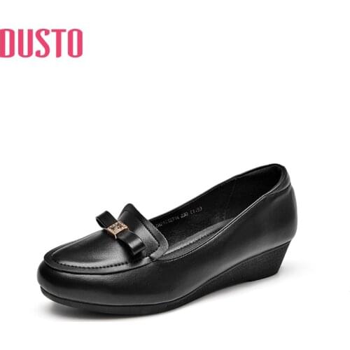 DUSTO 2021 new autumn Mid Heel slope heel shallow mouth single shoe womens shoes