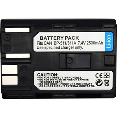 New 2500mAh BP-511 BP-511A BP 511A Battery For Canon EOS 40D 300D 5D 20D 30D 50D 10D G6 L10 BP511 BP 511 Carema