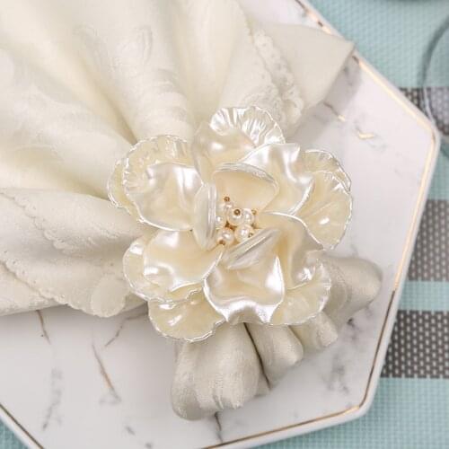 10pcs Creative new blue flower napkin buckle Chinese restaurant model room hotel set table alloy napkin ring napkin rings