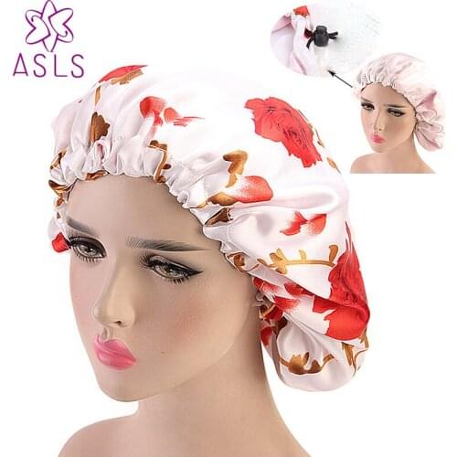 New Women Double layer Silky DURAG Hair Cover Accessorie Wave Caps Rags floral Bonnet Salon Hat Turban Headwrap Hair Accessoires