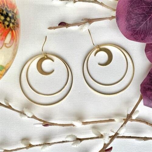 New Moon Hoop Earrings Drop Celestial Phase Hoops Crescent Creativity Boho Punk Witch Jewellery Statement Fashion Women Gift