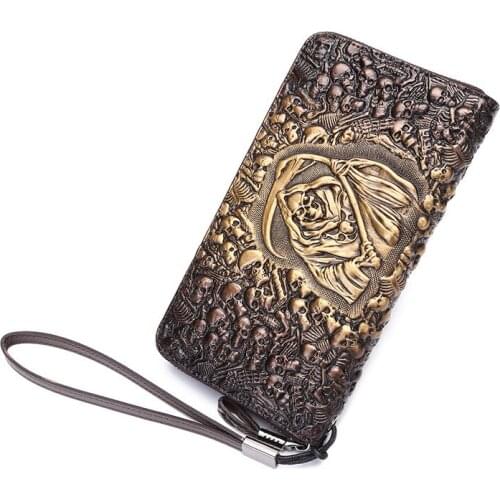 New Fashion Business Men Long Organizer Wallets Natural Real Leather Male Genuine Leather Cash Purses Clutch Card Holders