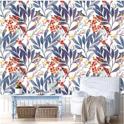 Peel and Stick Wallpaper Removable Vinyl Self Adhesive Idyllic Watercolor Floral Leaf Wall Renovation Home Decorative Stickers