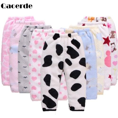 Girls' Clothing Winter Baby girls pajamas Bottoms Flannel Thicken Warm Baby boy pant Baby clothes Childrens thermal pants 3-24m