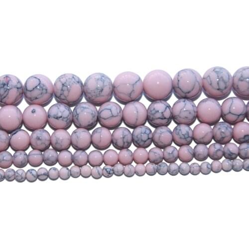 Wholesale Natural Stone Pink Turquoises Round Beads 4 6 8 10 12 MM Pick Size For Jewelry Making DIY Bracelet Necklace Material