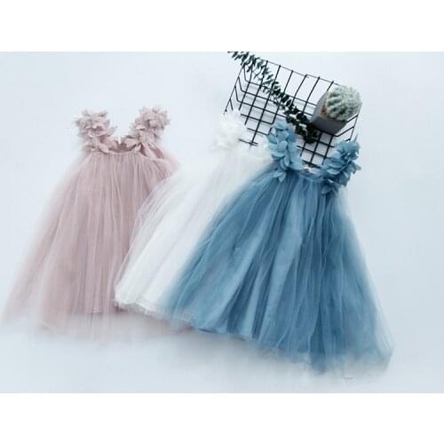 2021Summer New Sweet Cute Leaf-Shaped Suspenders Fuffy Princess Dress Cotton, Yarn Girls Clothes Girl Dress 3-14Y