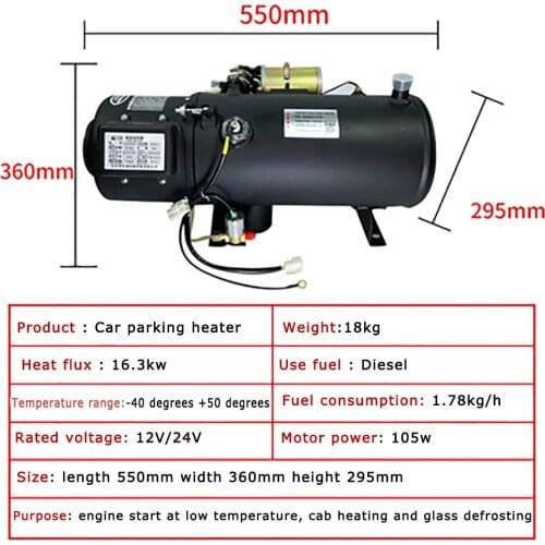 16.3kw Car parking heater diesel fuel 24v 12v engine preheater diesel truck preheating water heating boiler